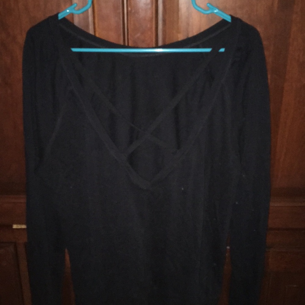 NEVER WORN crisscross long sleeve black shirt